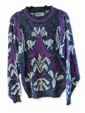 Zeppelin 1980’s Vintage Abstract Knit Pullover Sweater‎